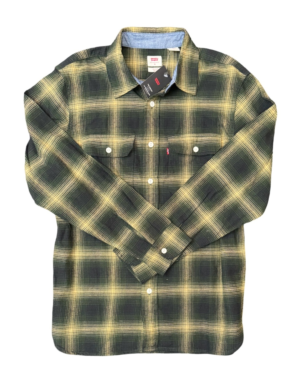 BNWT Levi's Yellow and Green Plaid Button-Down Shirt